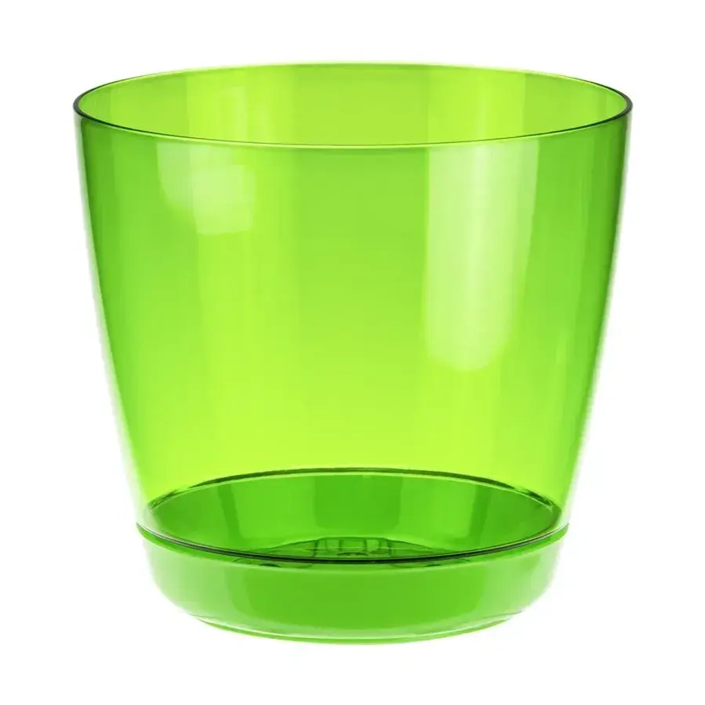 Кашпо ОРХИДЕЯ D140мм 1,5л с поддоном зеленый прозрачный (комплект 12 шт)