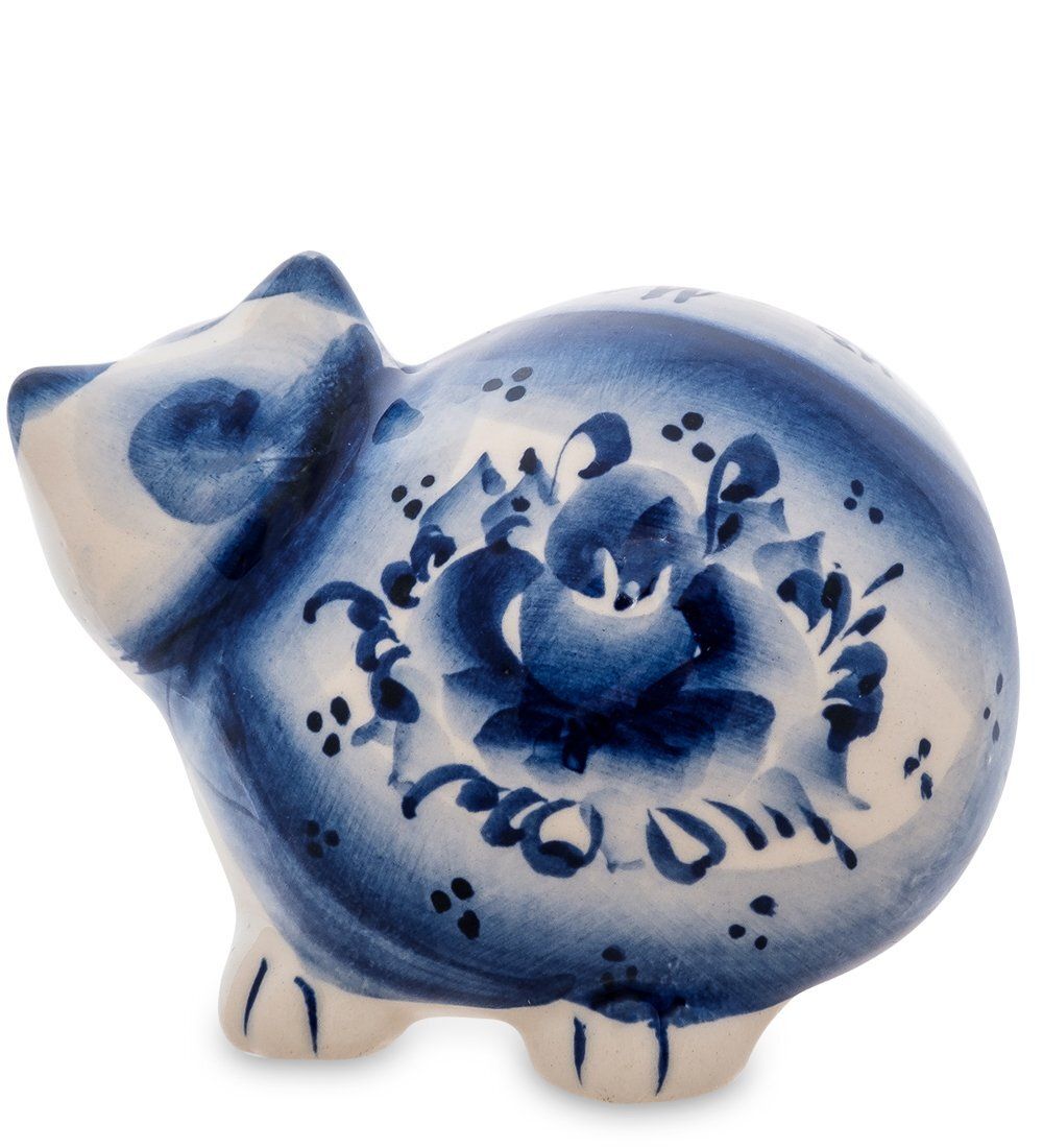 ГЛ- 365 Фигурка «Кот-Колобок» (Гжельский фарфор)