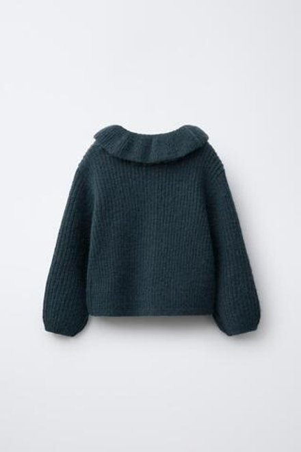 ZARA КАРДИГАН С КРУГЛЫМ ВОРОТНИКОМ, УТИНО-СИНИЙ