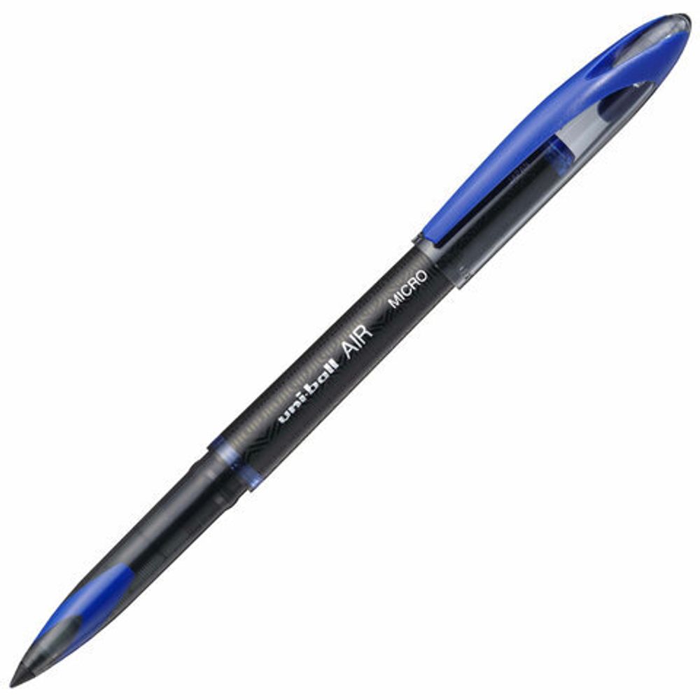 Ручка-роллер Uni-Ball "AIR Micro", СИНЯЯ, корпус черный, узел 0,5 мм, линия 0,24 мм, UBA-188-M BLUE
