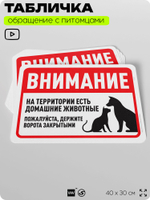 Табличка "Внимание, на территории есть домашние животные" на дверь и забор, для двора, дома, подъезда, 40х30 см, Silver Plane x Айдентика Технолоджи
