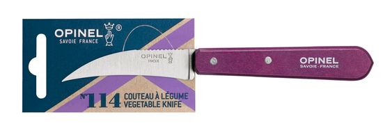 Нож для чистки овощей Opinel №114, деревянная рукоять, нержавеющая сталь, сливовый, блистер, 001924
