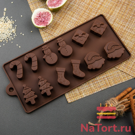 Форма силиконовая «Конфеты новогодние» , 12 ячеек