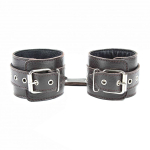 Коричневые кожаные наручники на металлической цепочке БДСМ Арсенал 51017