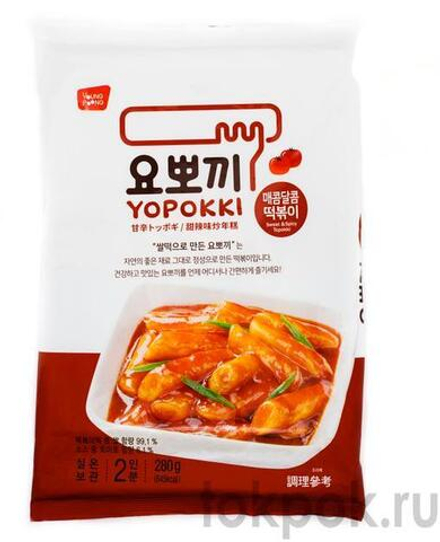 Токпокки (рисовые клецки) Yopokki с остро-сладким соусом, 280 гр