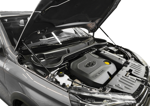 Газовые упоры капота Rival для Lada Vesta седан, универсал 2018-н.в./Vesta CNG седан 2017-н.в./Vesta Cross седан, универсал 2017-н.в., 2 шт., A.ST.6011.1