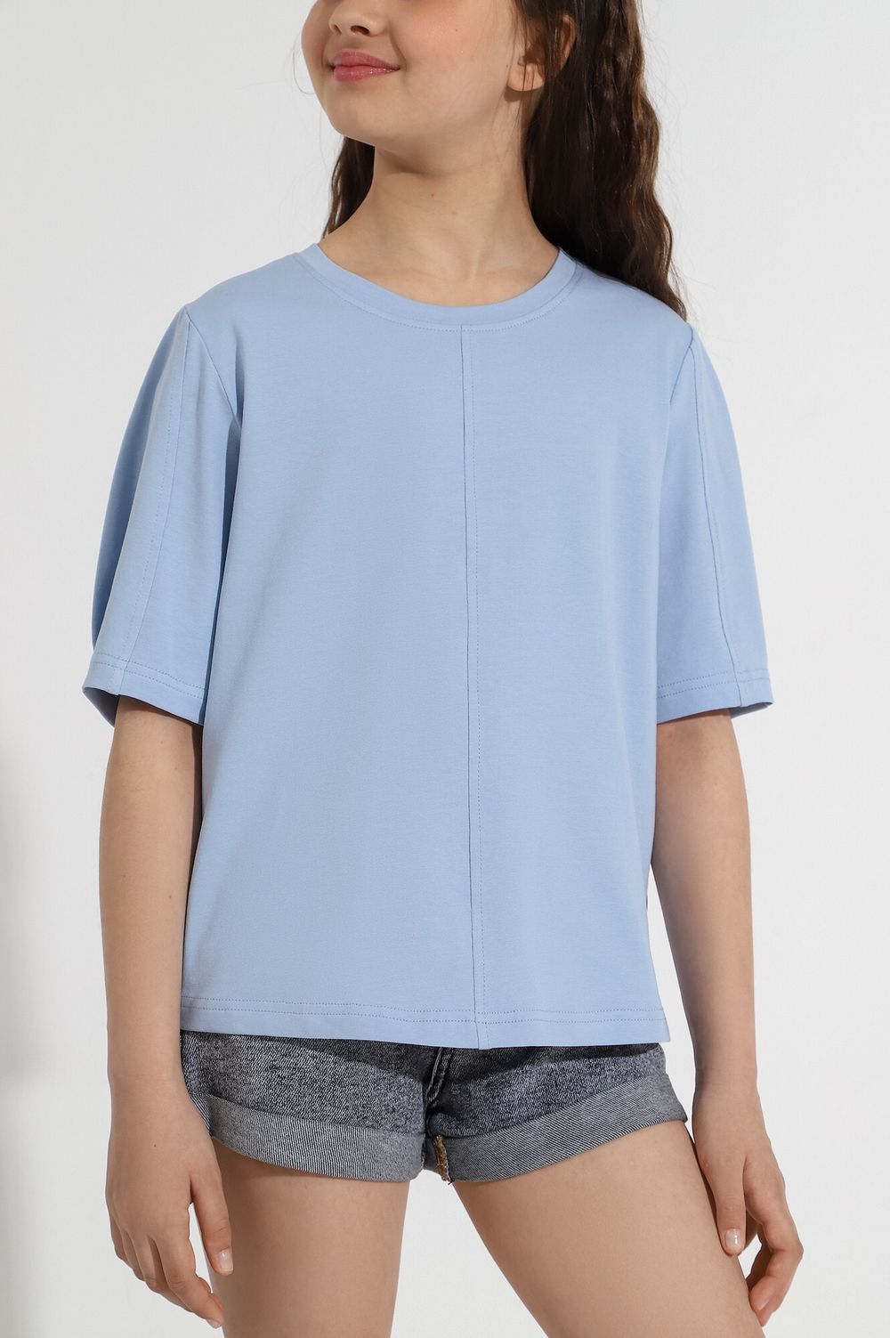 Фуфайка (футболка) для девочки Гретта-4 Виотекс СВЕТЛО-ГОЛУБОЙ