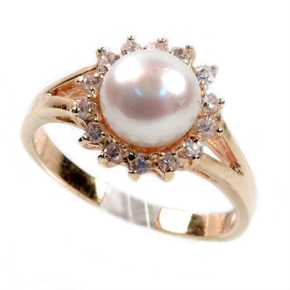 Пусеты "Диана" жемчуг, фианит