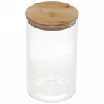 Банка для продуктов стеклянная 1800мл «Хай-Тек» с бамбуковой крышкой 12*20см