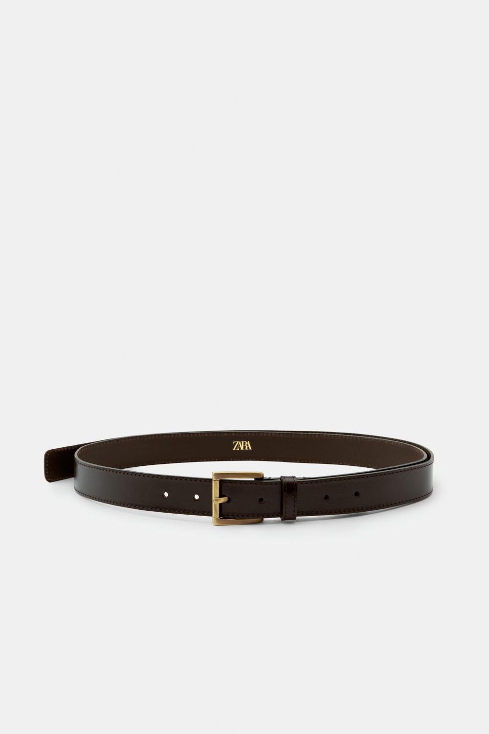 ZARA УДЛИНЕННЫЙ РЕМЕНЬ ИЗ 100% КОЖИ, КОРИЧНЕВЫЙ