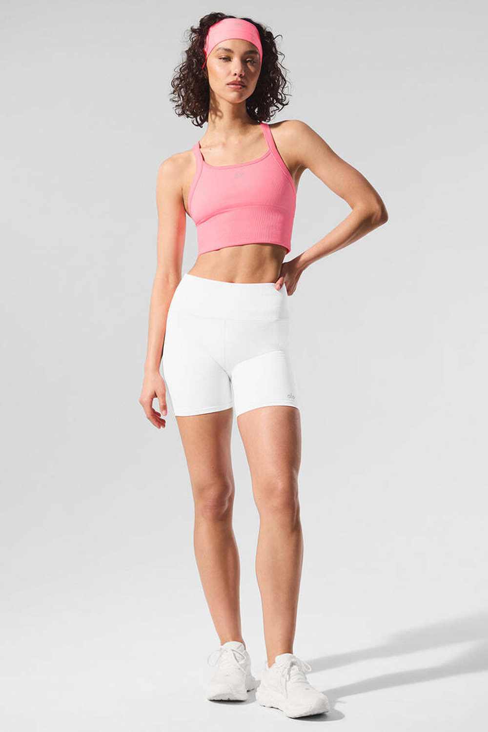 Alo yoga Топ бесшовный ребристый, неоновый розовый