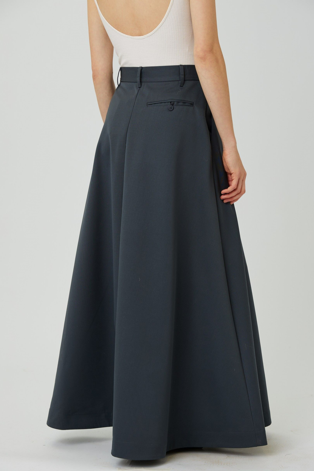 Юбка макси из серо-голубой шерсти