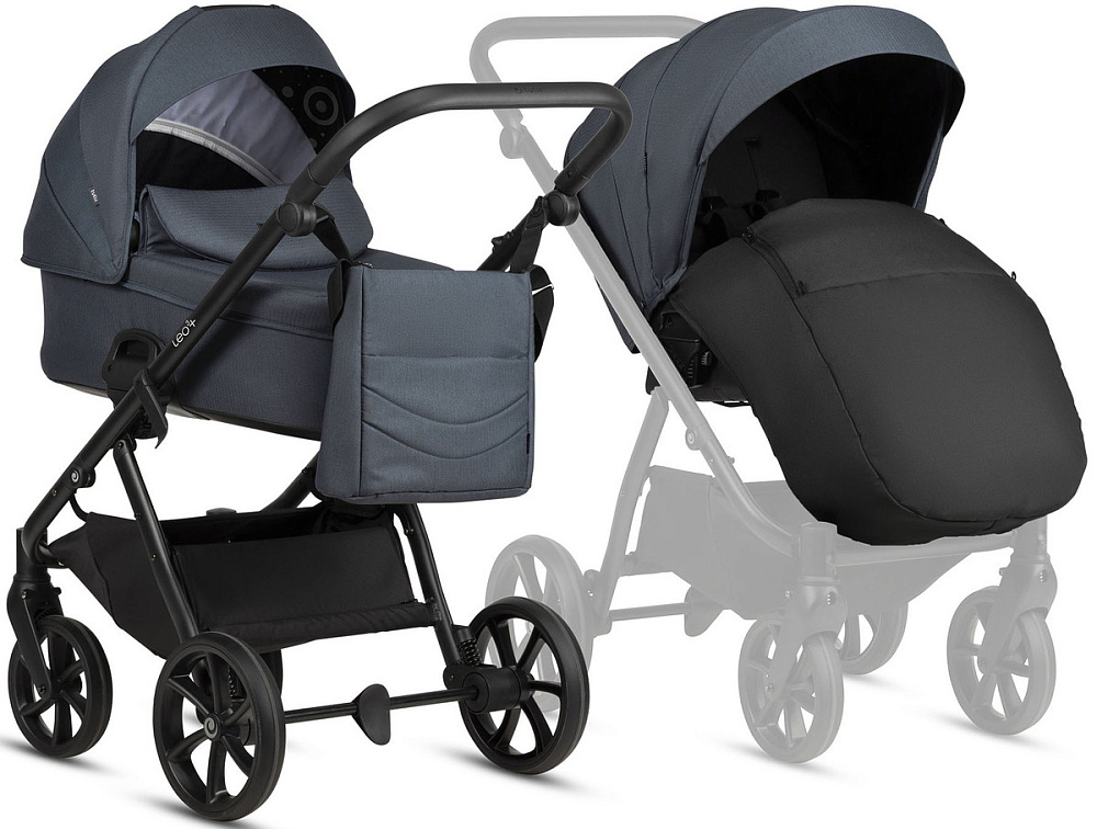 Детская коляска Tutis Leo 3 Plus 4 в 1 с автокреслом Beno Beige и базой 1582211 India Ink
