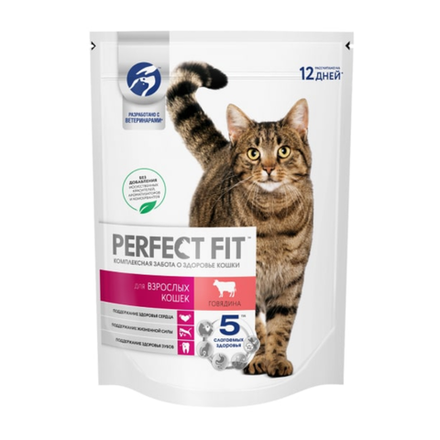 Сухой корм Perfect Fit для кошак Говядина 650 гр