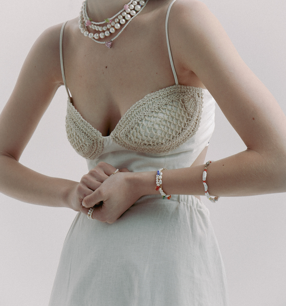 Колье жемчужное, 3 малинки