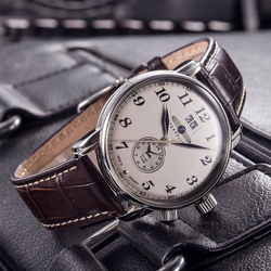 ZEPPELIN Piaget Collection Quartz Movement Men"s Watches Watch White Dial Stainless Steel Case Leather Strap