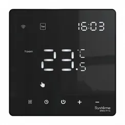 Термостат программируемый ArtGallery 16А с Wi-Fi для электрич. теплого пола моноблочный черн. SE GAL001038