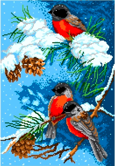 К-1011 Снегири в зимнем лесу