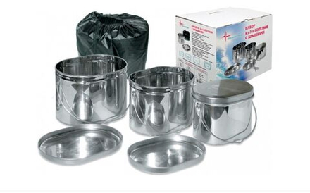 Набор котлов Роза Ветров 3шт нерж.(3,3;4,5;6 )крышка без ручек