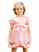 Pelican GWDT3155/3 Платье для девочек нарядное сатин розовое