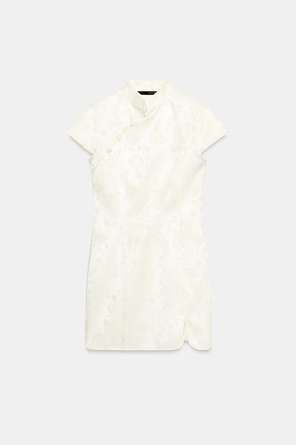 ZARA КОРОТКОЕ ЖАККАРДОВОЕ ПЛАТЬЕ, БЕЛЫЙ