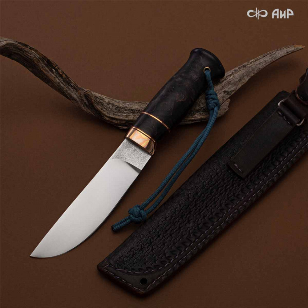 Нож АиР Саамский большой (стаб. к. береза, D2, мокуме, ножны авторские)