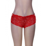 Кружевные трусики с шнуровкой на высокой посадке красные (XL-2XL)