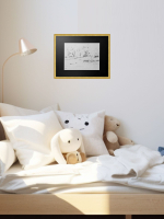 Картина, графика в паспарту 21х30 см на стену для интерьера "Берег реки Осетр"