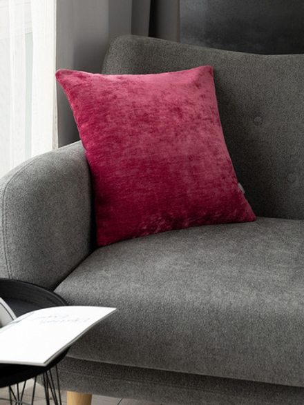 Наволочка декоративная DeNASTIA 45х45 велюр меланж на молнии, 100%ПЭ, фиолетовый