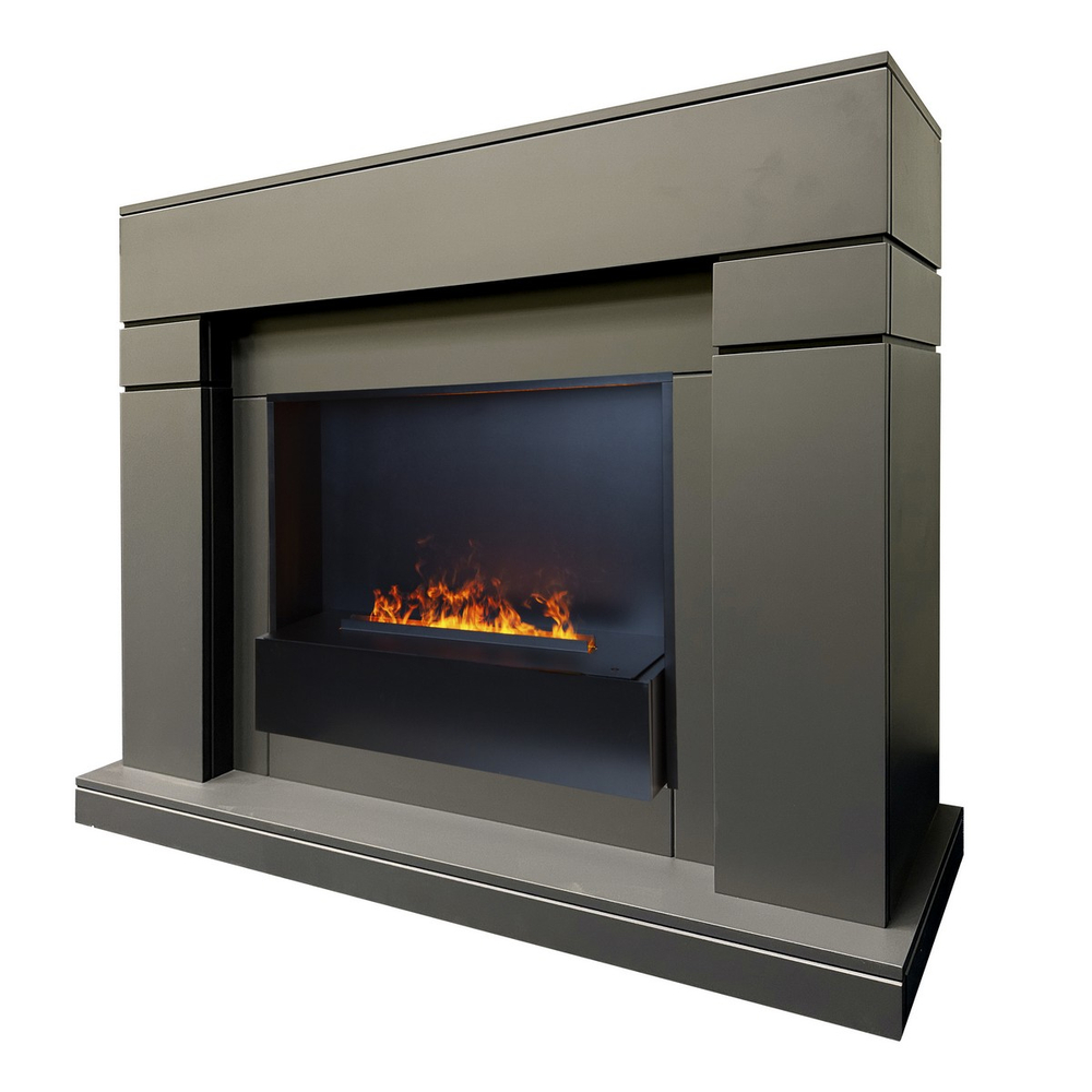 Электрокамин RealFlame Lindelse 26 GR серый, графит c очагом 3D Cassette 630 Black Panel