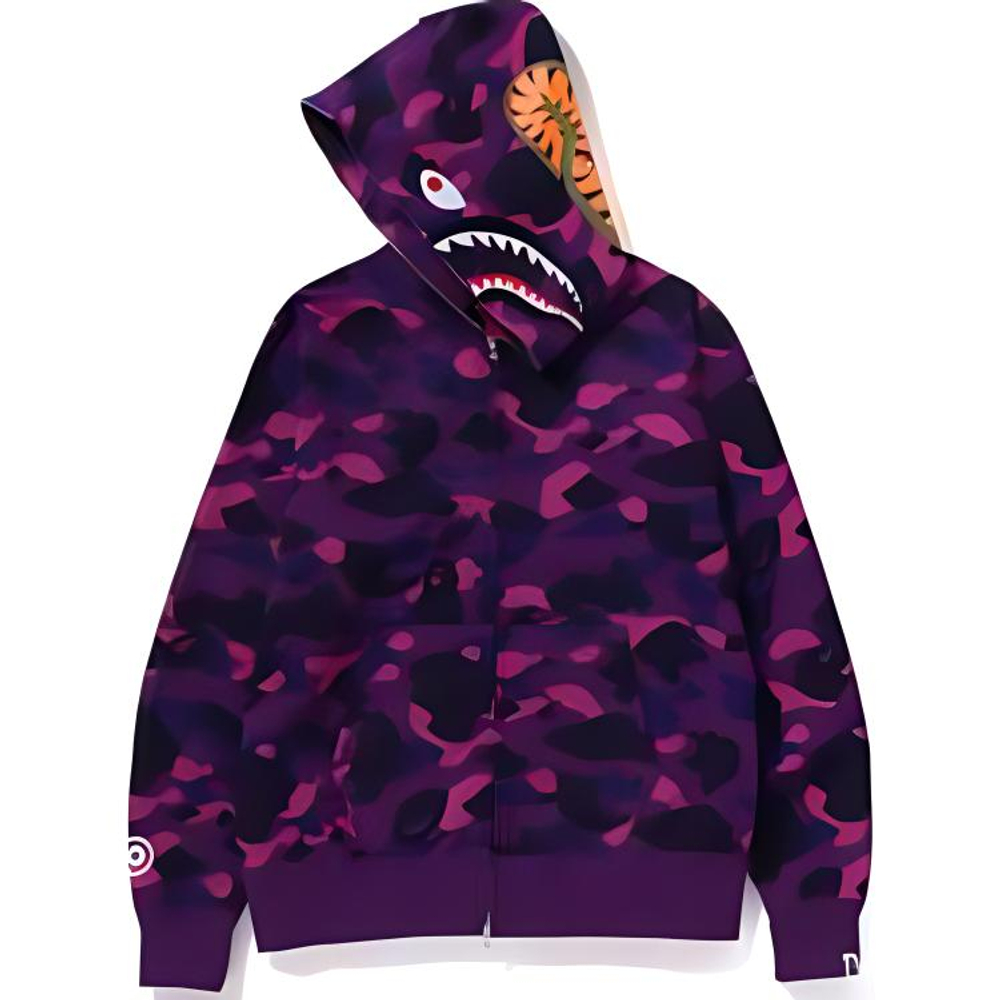 A Bathing Ape Color Camo Shark Wide Fit Full Zip Double Худи фиолетовый
