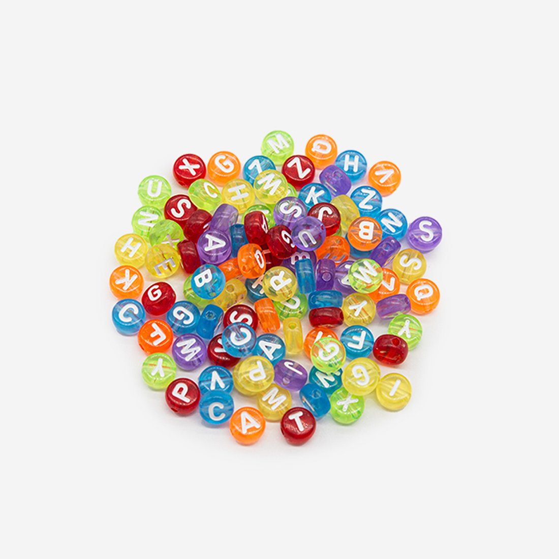 Бусины с буквами "Английский алфавит", 6,7мм, микс цветов, акрил