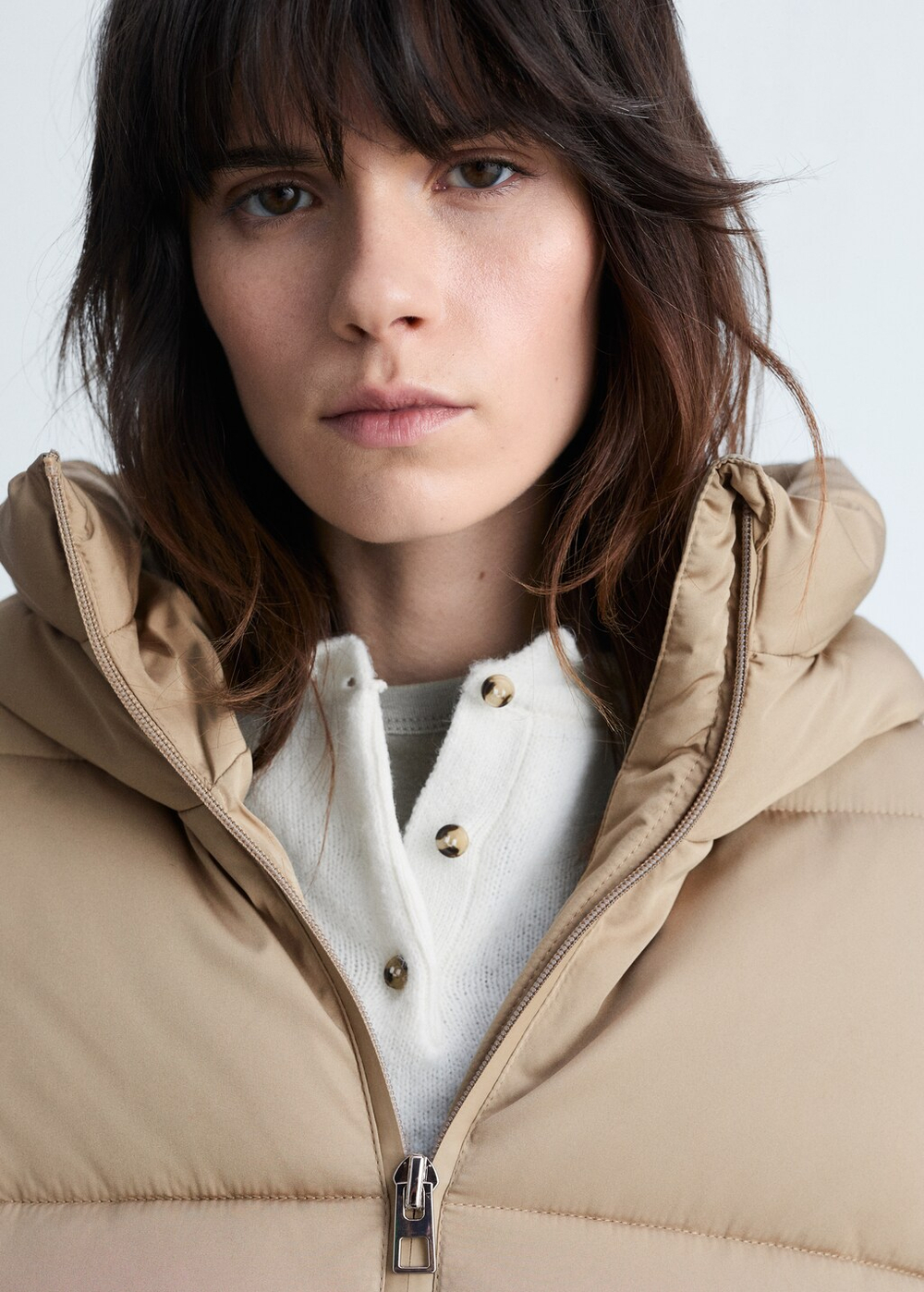 Стеганый анорак миди с капюшоном