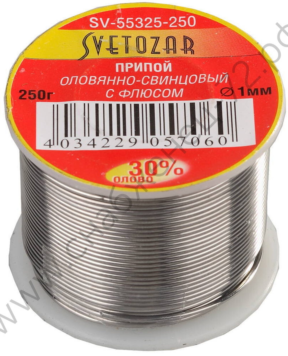 СВЕТОЗАР ПОС 30,1мм 250г трубка с флюсом, катушка, Припой (SV-55325-250)