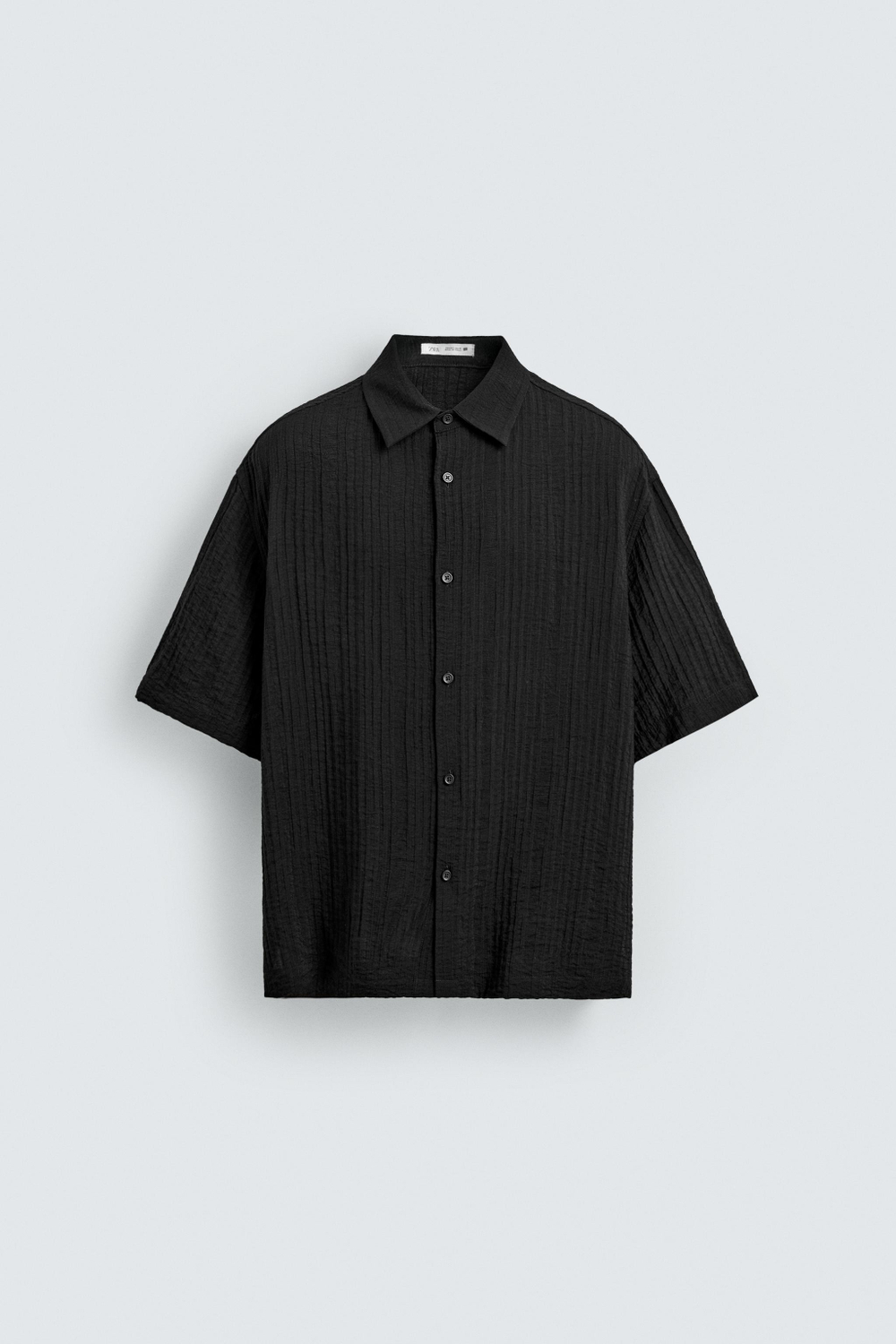 ZARA РУБАШКА ИЗ СТРУЯЩЕЙСЯ РЕЛЬЕФНОЙ ТКАНИ, ЧЕРНЫЙ