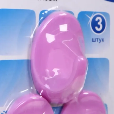 Крючки пластиковые в наборе 3шт на липкой основе «ИДЕЯДОМА», форма овал, цвет лиловый, нагрузка 2кг