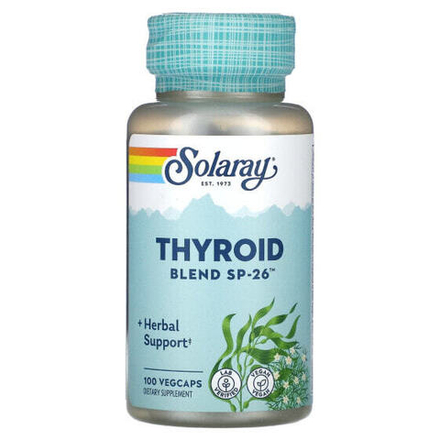 Растительные экстракты и настойки Solaray, Смесь для щитовидной железы SP-26, 100 растительных капсул