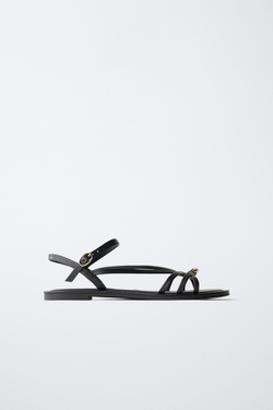 ZARA БОСОНОЖКИ С РЕМЕШКАМИ, ЧЕРНЫЙ