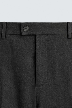 ZARA КОСТЮМНЫЕ БРЮКИ ИЗ ВИСКОЗЫ И КОНОПЛИ, ЧЕРНЫЙ