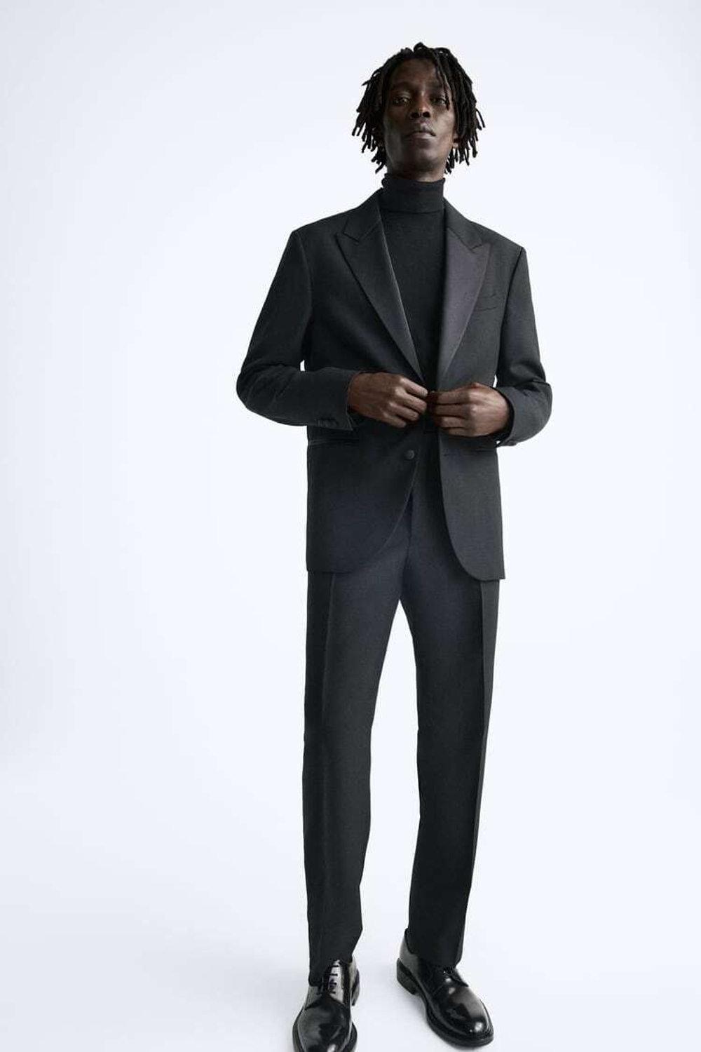 ZARA КОСТЮМНЫЕ БРЮКИ ПОД СМОКИНГ, ЧЕРНЫЙ