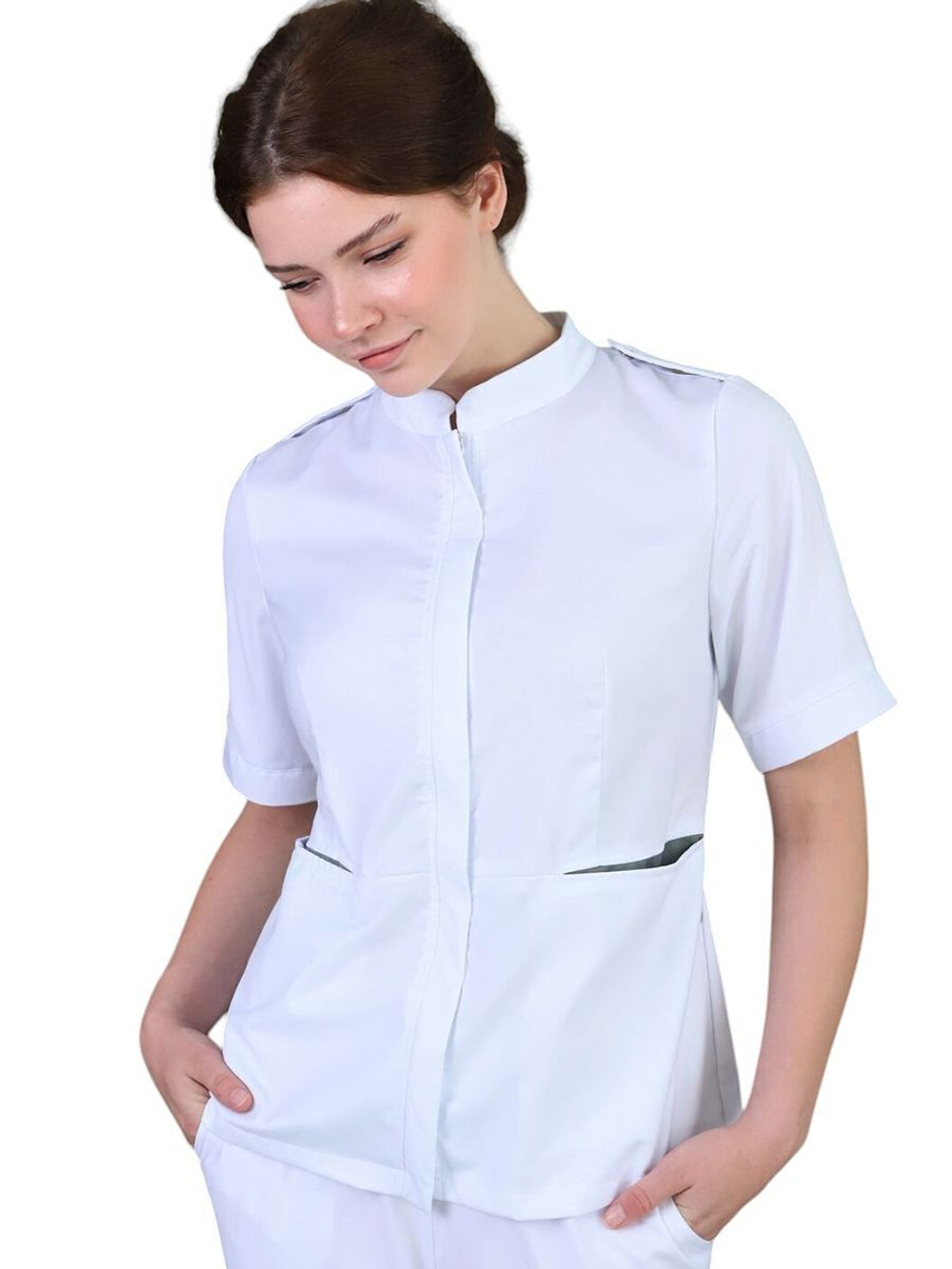 Рубашка медицинская женская на молнии Тезис TZ400, белый, 58