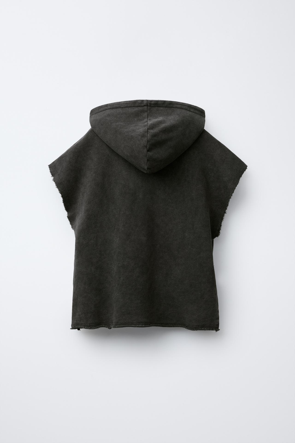 ZARA ФУТБОЛКА С ЭФФЕКТОМ ПОТЕРТОСТИ И КАПЮШОНОМ, АНТРАЦИТОВО-СЕРЫЙ