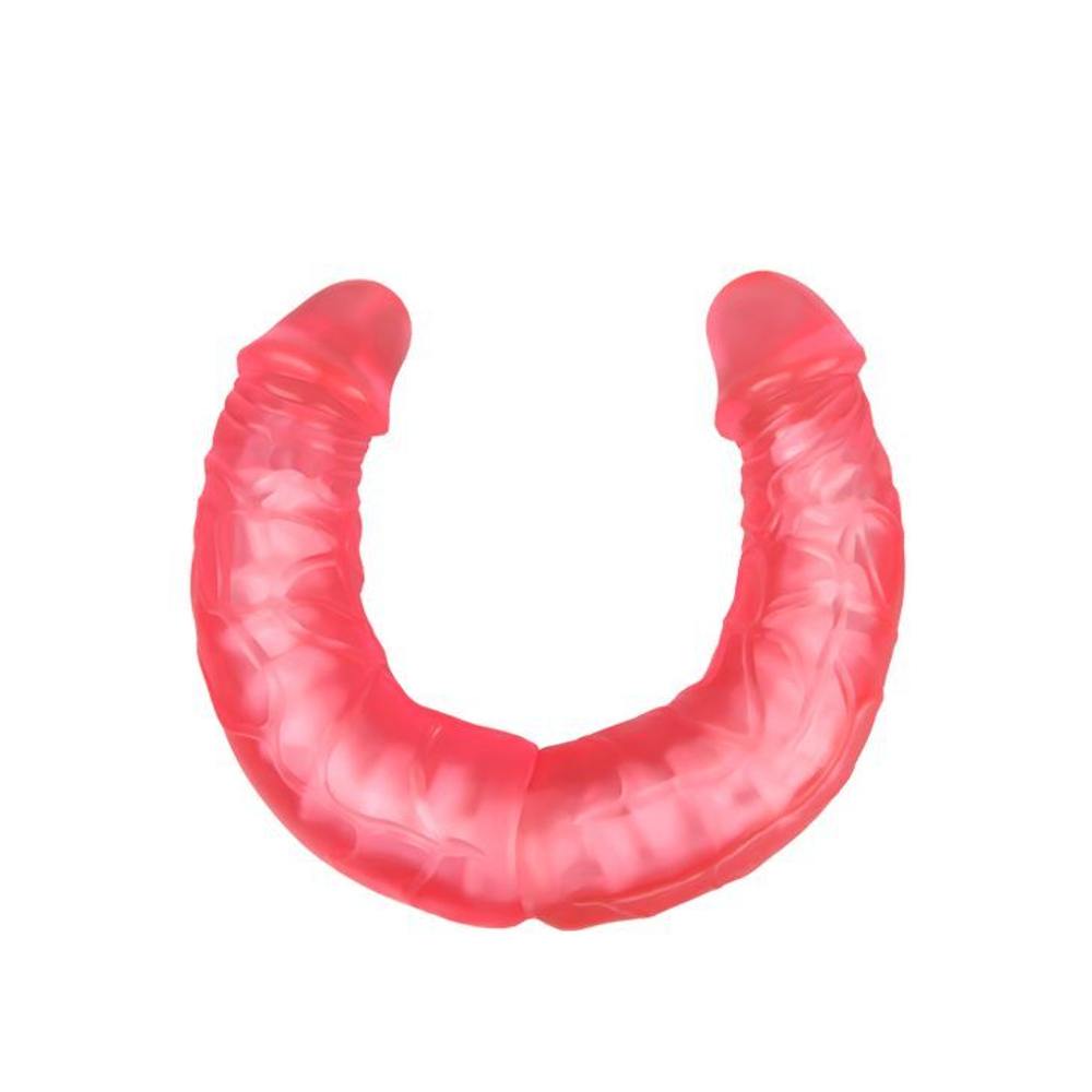 Розовый двусторонний гнущийся фаллоимитатор - 36 см. (Цвет: розовый)