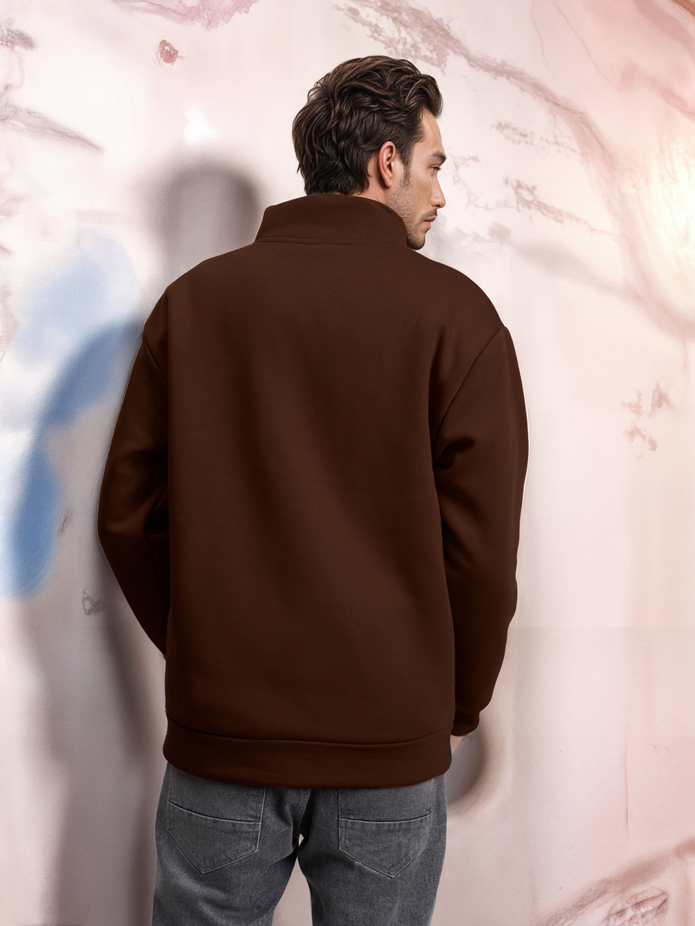 Толстовка мужская с зип-воротником "Kazan" коричневый