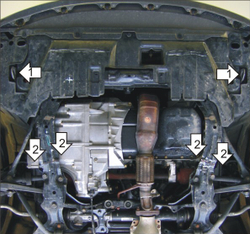 Усиленная защита Motodor картера двигателя, кпп. 2 мм, сталь. для Honda Odyssey 2001-2003 арт.00811