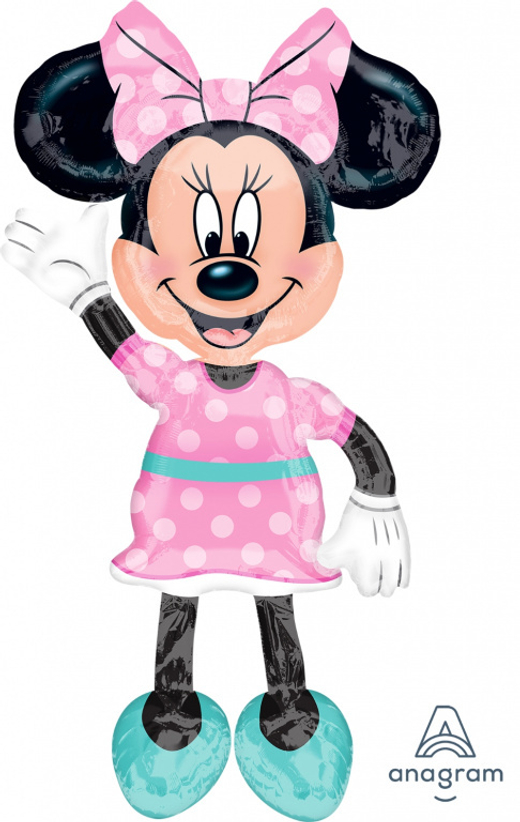 Шар-фигура ходячая, фольга, Минни Маус в розовом/ Minnie Mouse (АN), 38/96 см х 54/137см,
