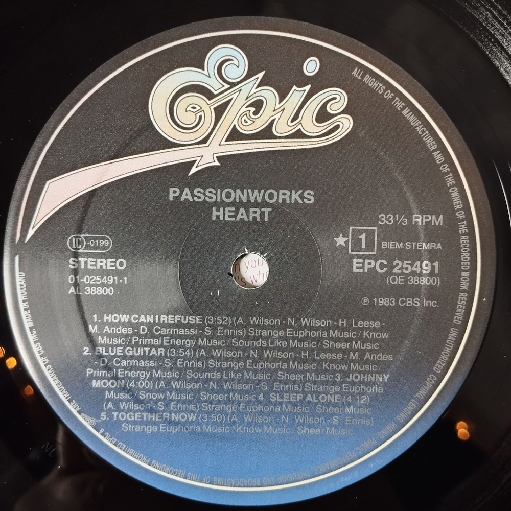 Винтажная виниловая пластинка LP Heart Passionworks (Holland 1983)