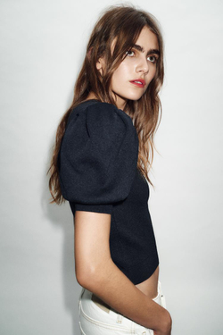 ZARA СВИТЕР С ВЫРЕЗОМ «СЕРДЦЕ», МОРСКОЙ СИНИЙ