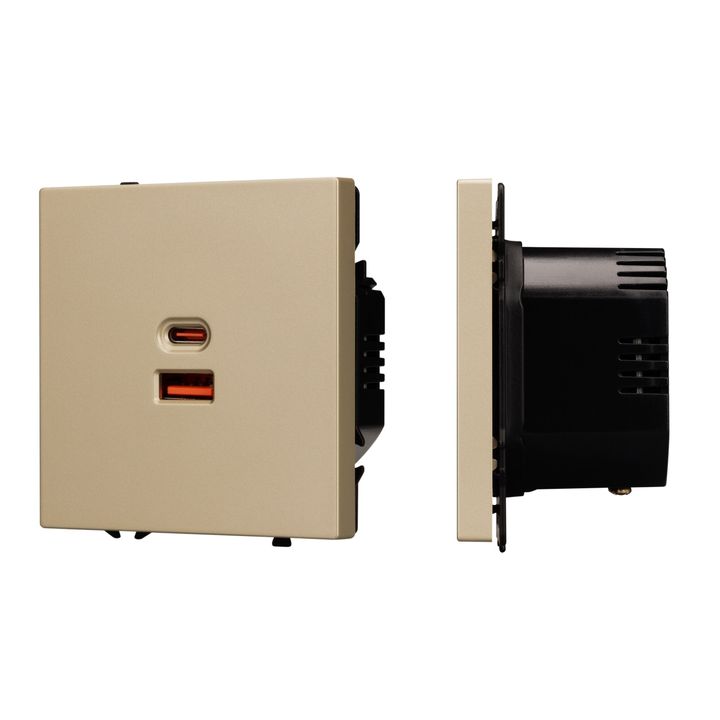 Механизм розетки с быстрой USB зарядкой SCT-NOBE-MUAC-SFPL-FC-GD (65W, QC3) Arlight 054318
