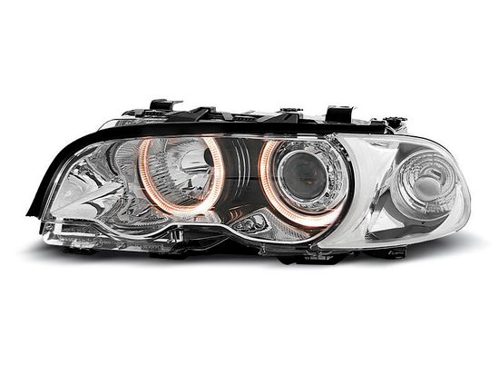 Передние фары Bmw 3 E46 angel eyes chrome